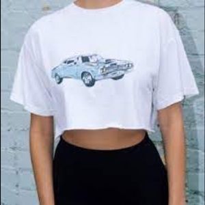 Brandy Melville Car Cropped Tee Shirt